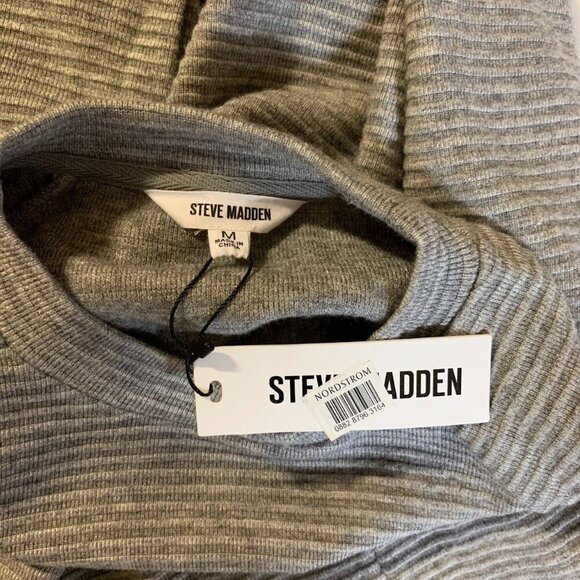 Steve Madden Women's Chevron Ribbed Rayon Crew Neck Long Sleeve Dress Size M NWT - Picture 7 of 15